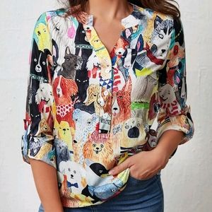 Allover Animal Print Graphic Blouse